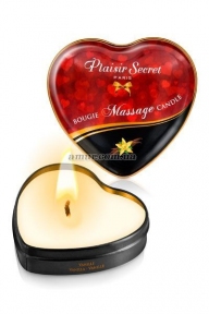Массажная свеча сердечко Plaisirs Secrets Vanilla, ваниль, 35 мл