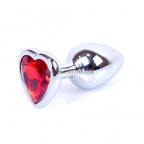 Анальна пробка «Jewellery Gold Heart» із червоним кристалом у вигляді серця