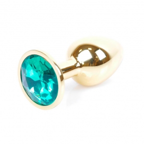 Анальная пробка «Jewellery Gold» с зеленым кристалом