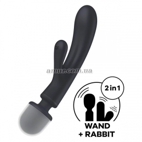 Вибратор кролик-микрофон 2 в 1 «Triple Lover», серый, 3 мотора, 12 режимов вибрации