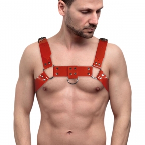 Мужская портупея на грудь Feral Feelings - Bulldog Harness, красная Мужская портупея на грудь Feral Feelings - Bulldog Harness, красная