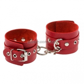 Наручники «Leather Double Fix Hand Cuffs» красные