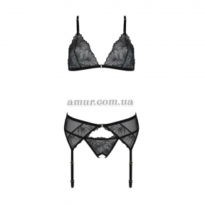 Комплект с открытым доступом Passion Deliena Set, лиф, стринги, пояс для чулок