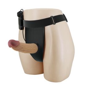 Полый, мужской страпон Harness Briefs Draven 6.8, +7 см, с вибрацией на ремешках