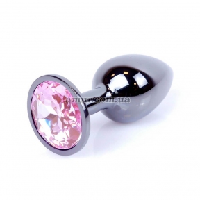 Анальная пробка «Jewellery Dark Silver» с светло-розовым кристалом