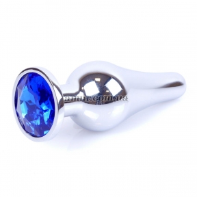 Анальная пробка «Jewellery Silver Butt Plug», с синим камнем