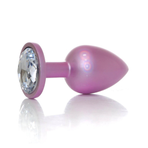Анальна пробка Jewellery Pearl Pink Plug L, з прозорим каменем