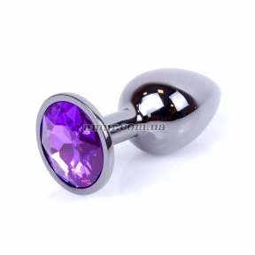 Анальная пробка «Jewellery Dark Silver» с фиолетовым кристалом