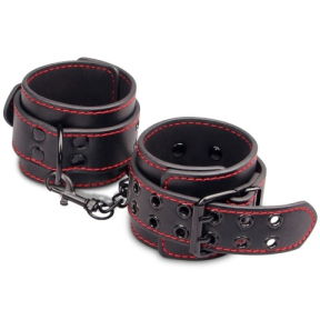 Чорні наручники з червоним рядком Bondage Fetish Pleasure Handcuffs
