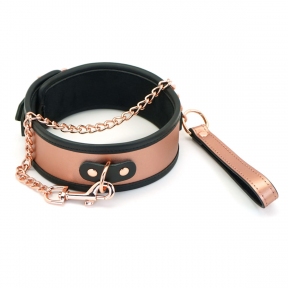 Широкий нашийник із повідцем Liebe Seele Rose Gold Memory Collar with Leash, натуральна шкіра