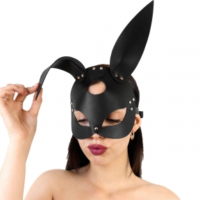 Шкіряна маска Зайки Art of Sex - Bunny mask, чорна