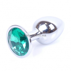 Анальная пробка «Jewellery Silver» с зеленым кристалом