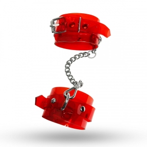 Наручники Feral Feelings - Hand Restraints, червоні, прозорі Наручники Feral Feelings - Hand Restraints, червоні, прозорі