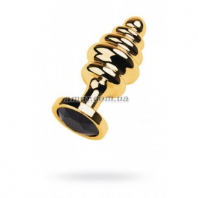 Анальная пробка «Golden anal plug with black gem»