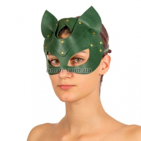 Премиум маска кошечки LoveCraft, натуральная кожа, зеленая