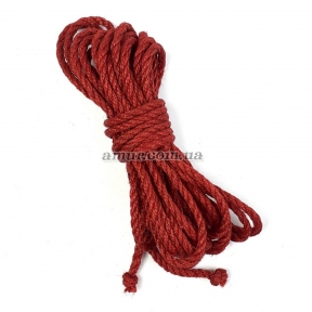 Джутова мотузка BDSM 8 метрів, 6 мм, колір червоний