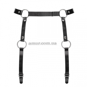 Гартери Obsessive A741 garter belt, чорні, O/S, штучна шкіра