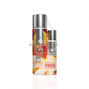 Комплект вкусовых лубрикантов System JO GWP — Peaches Cream — Peachy Lips, 120 мл и H2O Vanilla, 30