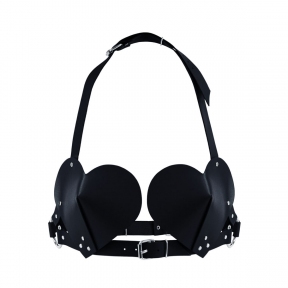 Ліф Серце з натуральної шкіри Feral Feelings - Hearts Bra, чорний