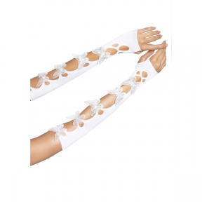 Митенки Leg Avenue Butterfly applique arm warmers, белые, бабочки