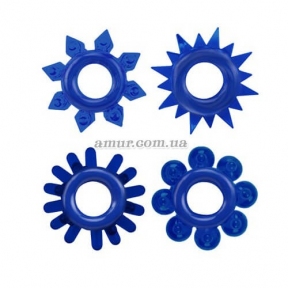 Набор из 4 эрекционных колец «Cock Rings Set», синий