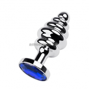 Анальна пробка «Silver anal plug with blue gem»