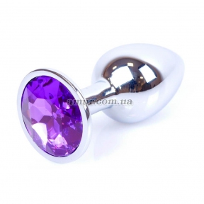 Анальная пробка «Jewellery Silver» с фиолетовым кристалом