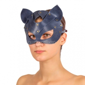 Премиум маска кошечки LoveCraft, натуральная кожа, голубая