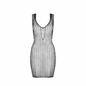 Мини-платье с вертикальным узором Passion BS097 One Size, красное, плетение по бокам