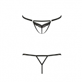 Откровенные трусики-стрепы с кружевом Passion Exclusive Solon Thong, черный