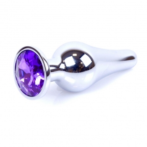 Анальная пробка «Jewellery Silver Butt» с фиолетовым кристалом