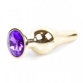 Анальна пробка «Jawellery Gold» із фіолетовим кристалом