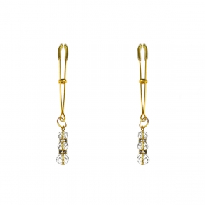 Тонкие зажимы для сосков с подвеской Feral Feelings - Thin nipple clamps, золото/прозрачный