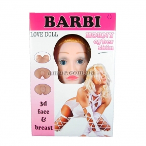Надувная кукла «Barbi 3D» с вставкой из киберкожи и вибростимуляцией