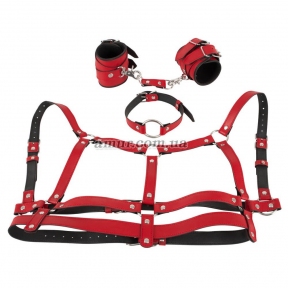Червоний комплект БДСМ-аксесуарів Harness Set