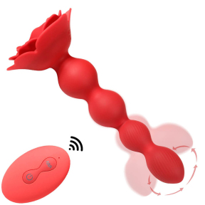 Анальний стимулятор «Rose Rotating Anal Beads», 7 вібрацій, пульт ДК