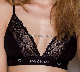 Эластичный топ с кружевом Passion PS001 TOP, черный