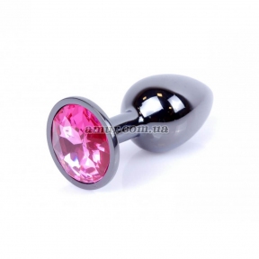 Анальная пробка «Jewellery Dark Silver» с розовым кристалом