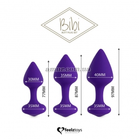 Набор силиконовых анальных пробок FeelzToys - Bibi, фиолетовые