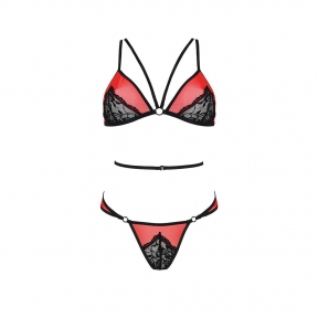 Комплект білизни Passion Peonia Set, червоний, бра, трусики