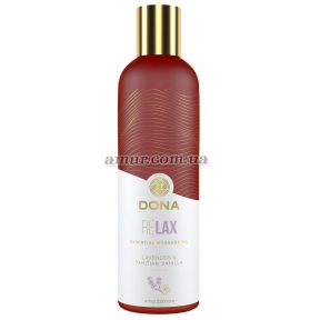 Натуральное массажное масло DONA Relax - Lavender & Tahitian Vanilla, 120 мл