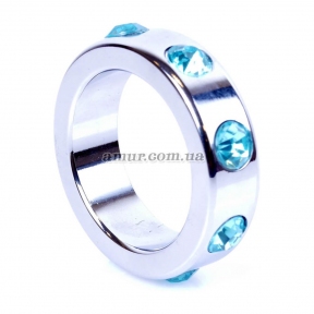 Эрекционное кольцо «Ring-Metal with Light Blue Diamonds Medium»