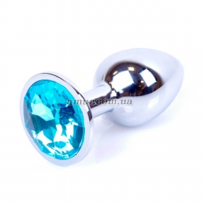 Анальная пробка «Jewellery Silver» с голубым кристалом