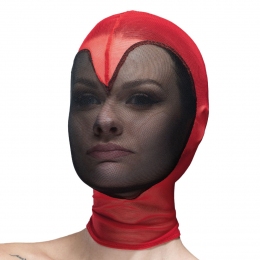 Сітчаста маска-серце з повністю закритим обличчям Feral Feelings - Hearts Mask, чорна з червоним