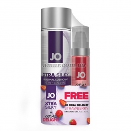 Комплект System JO GWP - Xtra Silky Silicone, 120 мл & Oral Delight - Strawberry, 30 мл