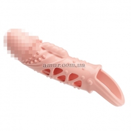 Стимулирующая и удлиняющая насадка с вибрацией «Penis Sleeve Cecelia» телесная