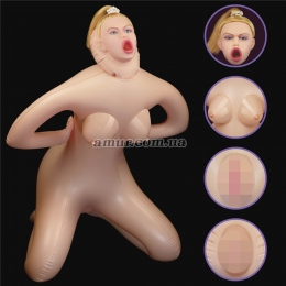 Надувная кукла с тремя любовными отверстиями с 3d лицом «Cowgirl»