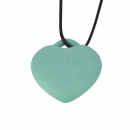 Мини-вибратор «Сердечко» FairyGasm PleasureStone, зеленое, 9 режимов, на шнурке