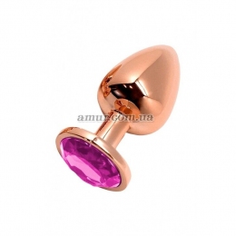 Анальная пробка Wooomy Tralalo Metal Plug Size M, с фиолетовым камнем