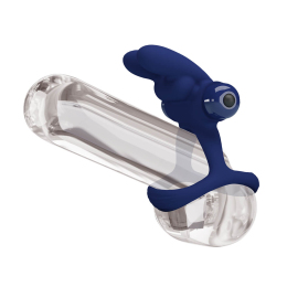 Эрекционное кольцо в форме зайчика «Pretty Love II Bunny», синее, 10 режимов вибрации